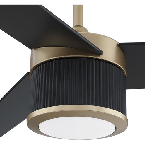 Trilon 56 inch Oilcan Brass and Black with Black Blades Ceiling Fan
