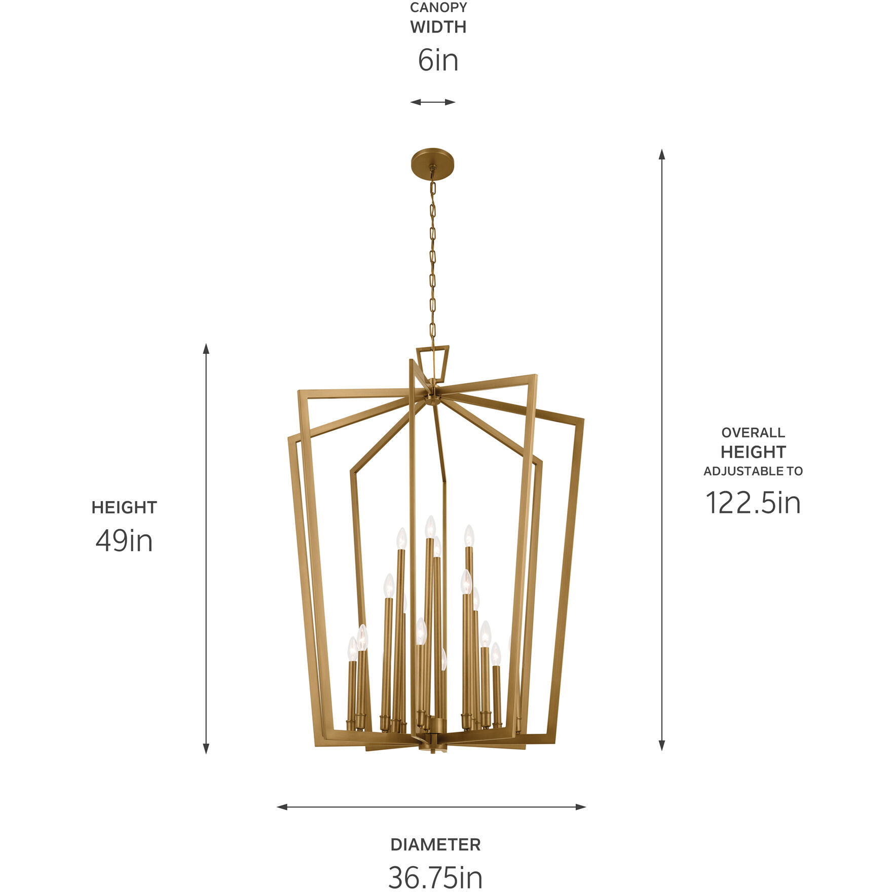 Abbotswell 16 Light Natural Brass Pendant Ceiling Light