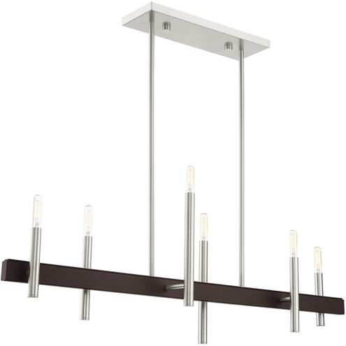 Denmark 6 Light 7 inch Brushed Nickel with Bronze Accents Chandelier Ceiling Light