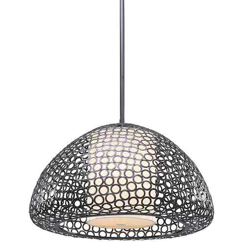 Dilston LED 24 inch Bronze Pendant Ceiling Light in Cream Linen Fabric