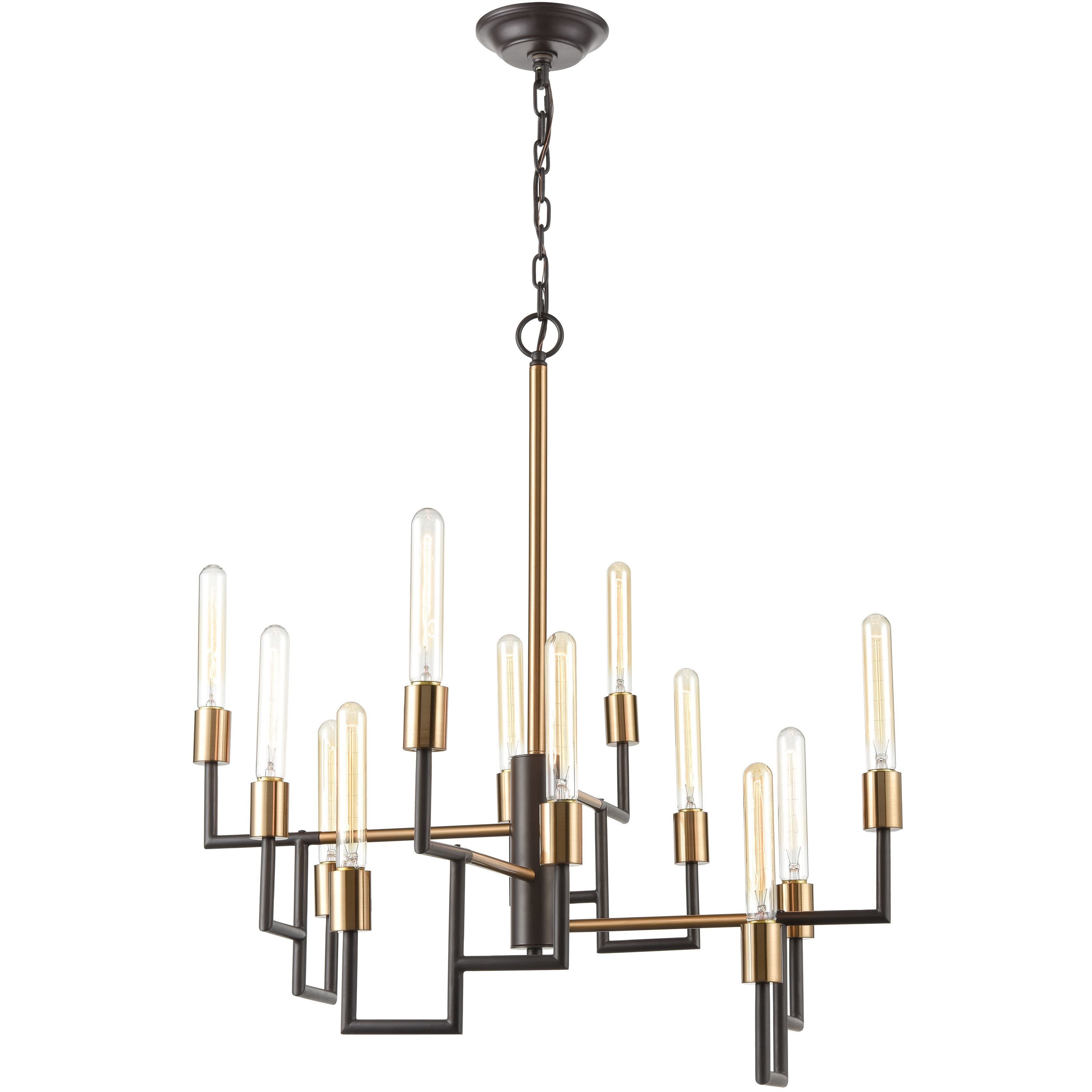 Congruency 12 Light 29 inch Oil Rubbed Bronze with Satin Brass Chandelier Ceiling Light