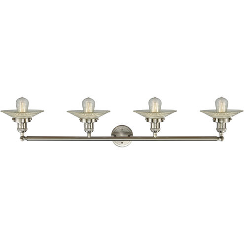 Franklin Restoration Large Beacon LED 44 inch Brushed Satin Nickel Bath Vanity Light Wall Light in Matte White Glass, Franklin Restoration