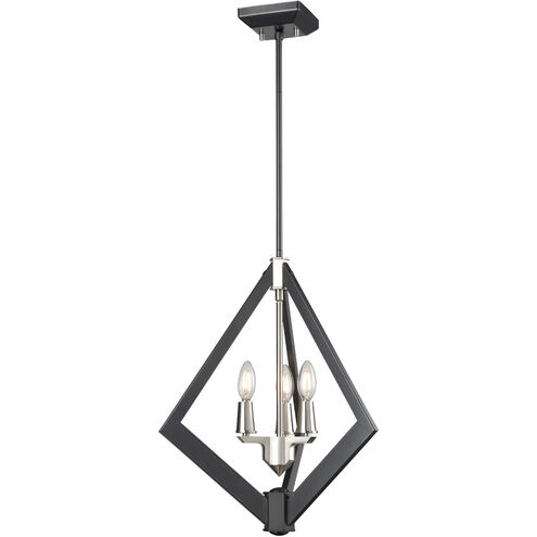 Flechette 3 Light Satin Nickel and Graphite Foyer Ceiling Light