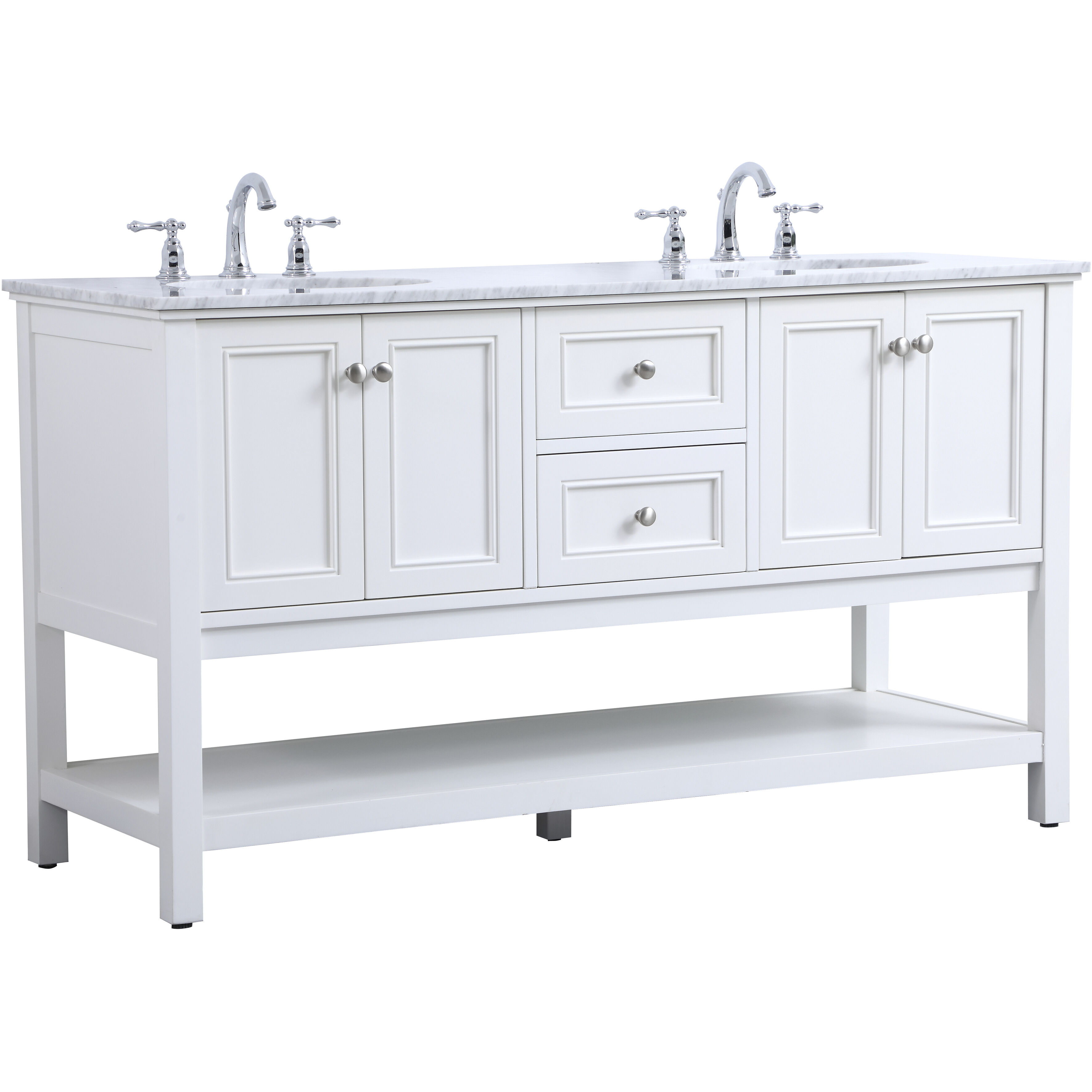 Metropolis 60 X 22 X 34 inch White Vanity Sink Set