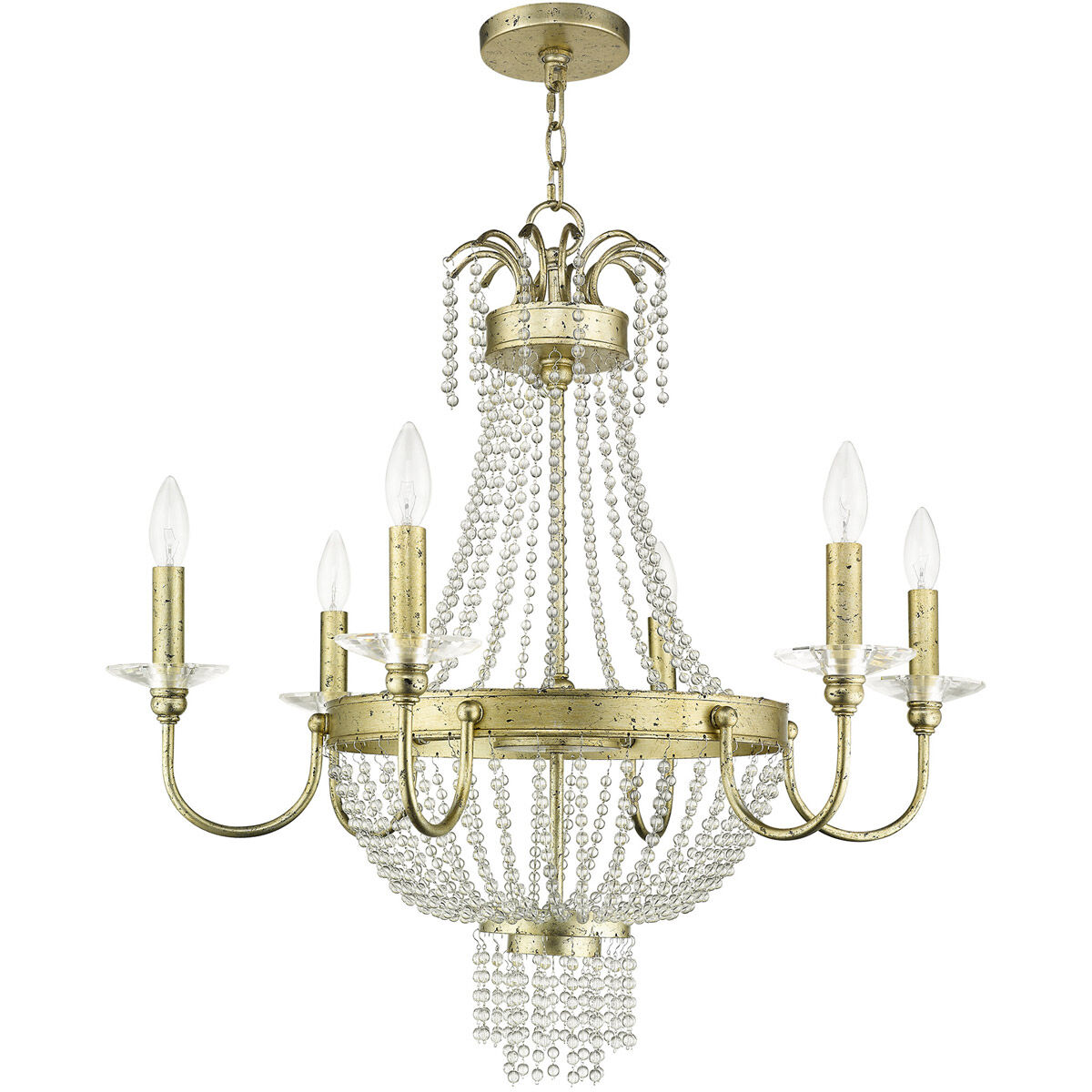 Valentina 6 Light 28 inch Hand Applied Winter Gold Chandelier Ceiling Light