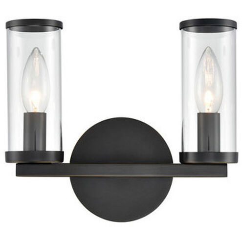 Revolve 2 Light 13.38 inch Clear Glass and Urban Bronze Bath Vanity Wall Light