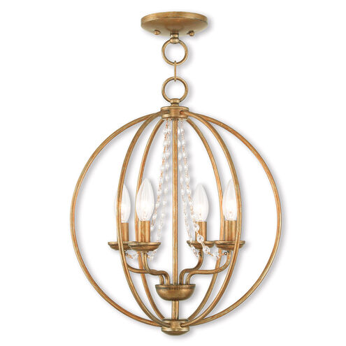 Arabella 4 Light 15 inch Antique Gold Leaf Convertible Mini Chandelier/Ceiling Mount Ceiling Light