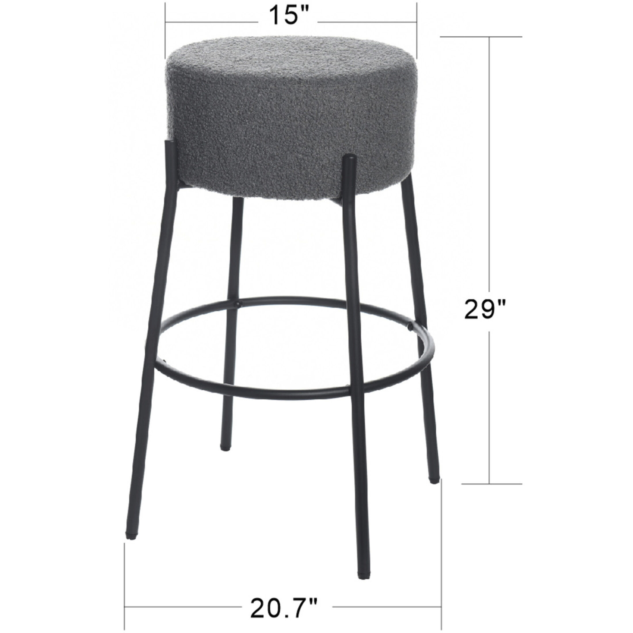 Soloist 29 inch Black and Slate Gray Bar Stool