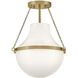 Collins 1 Light 15 inch Heritage Brass Semi-Flush Mount Ceiling Light, Medium