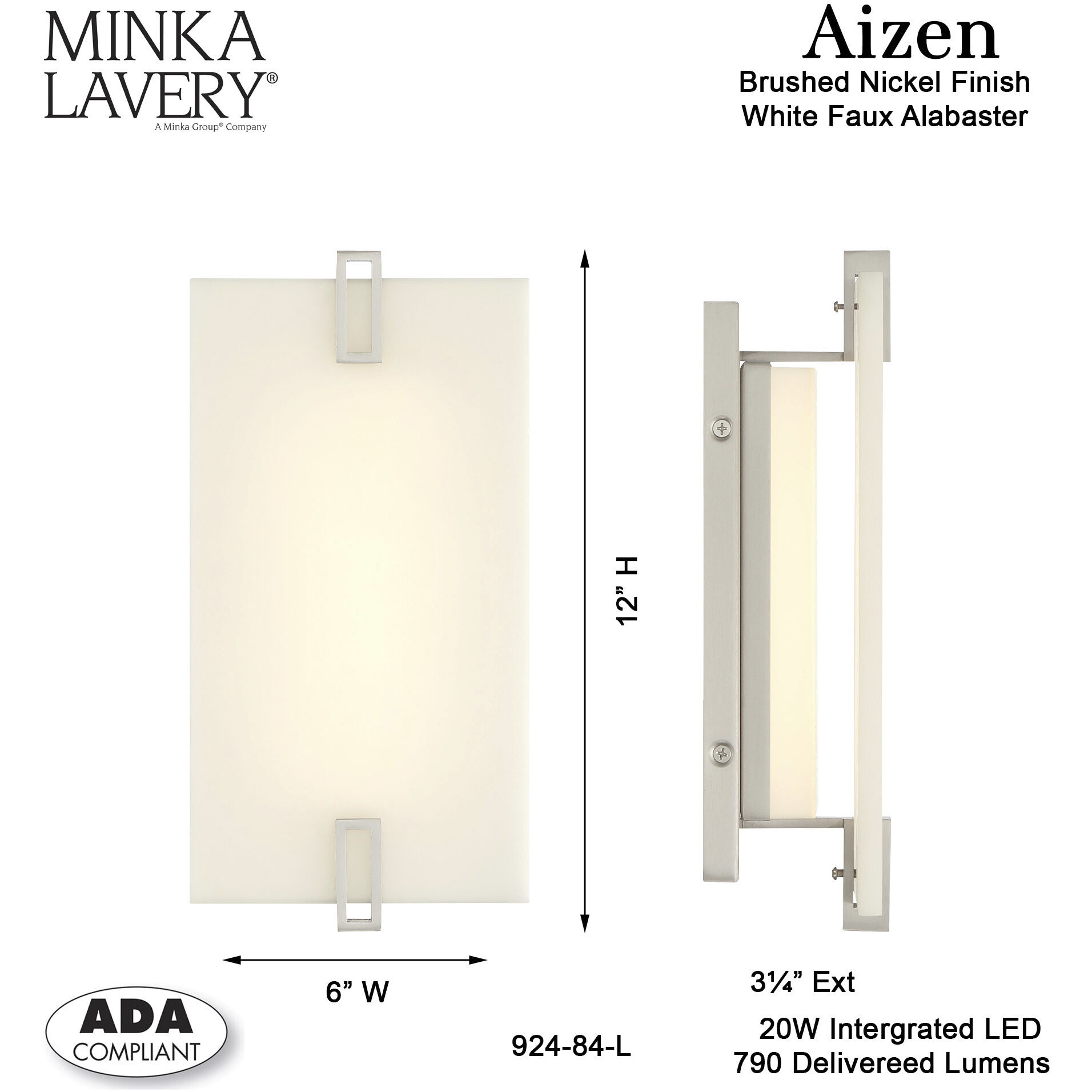 Aizen LED 6 inch Brushed Nickel Wall Sconce Wall Light