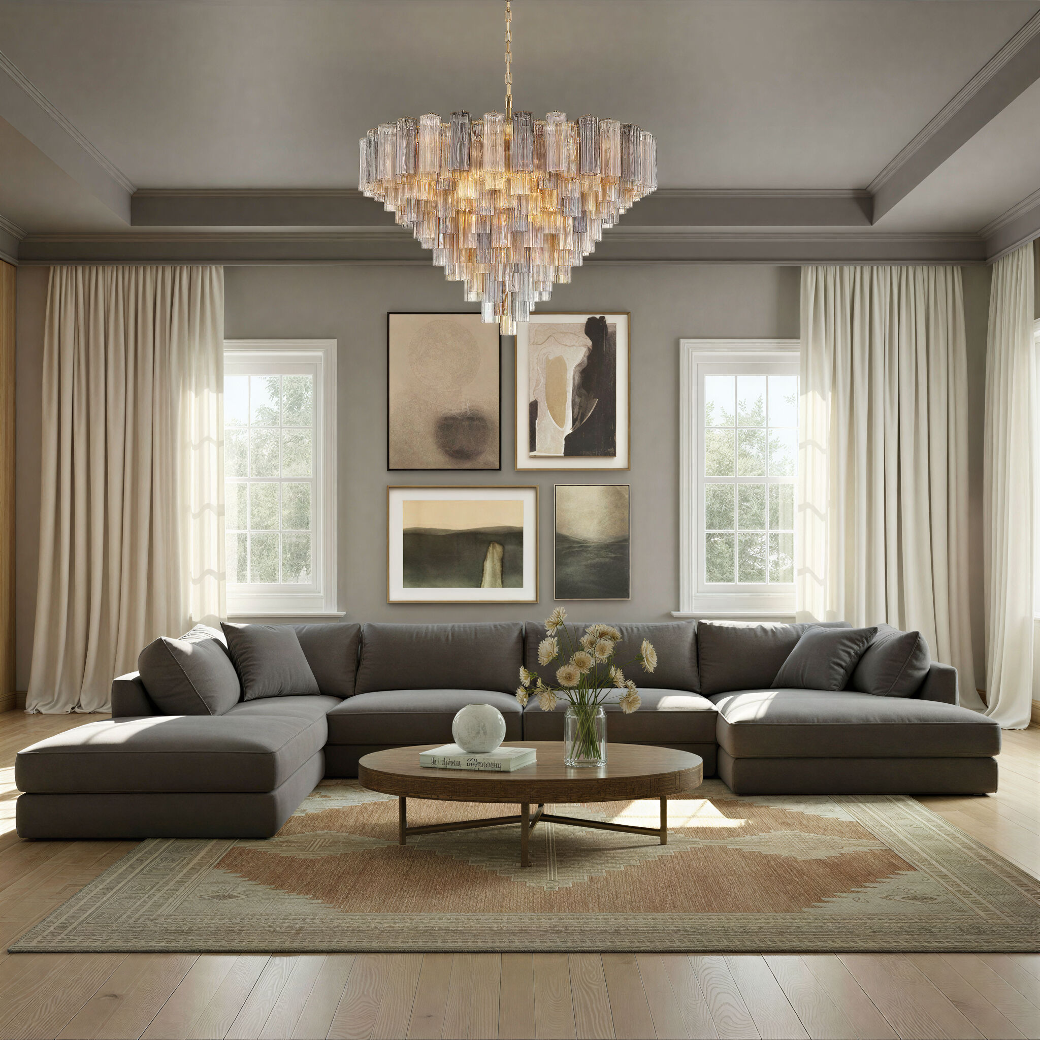 Addis 28 Light 49 inch Aged Brass Chandelier Ceiling Light