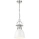 Yep Duncan 1 Light 8.88 inch Pewter Pendant Ceiling Light in White, Small