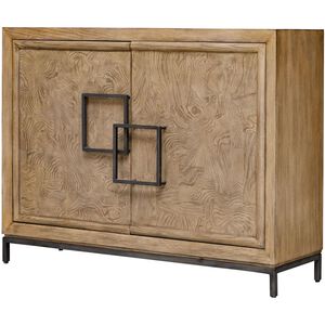 Paltrow Rich Burl Veneer and Oak Wood with Oil-Rubbed Bronze 2 Door Cabinet