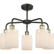 Hadley 5 Light 22.5 inch Black Antique Brass Chandelier Ceiling Light in Matte White Glass