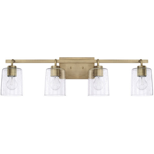 Greyson 4 Light 35 inch Aged Brass Vanity Light Wall Light