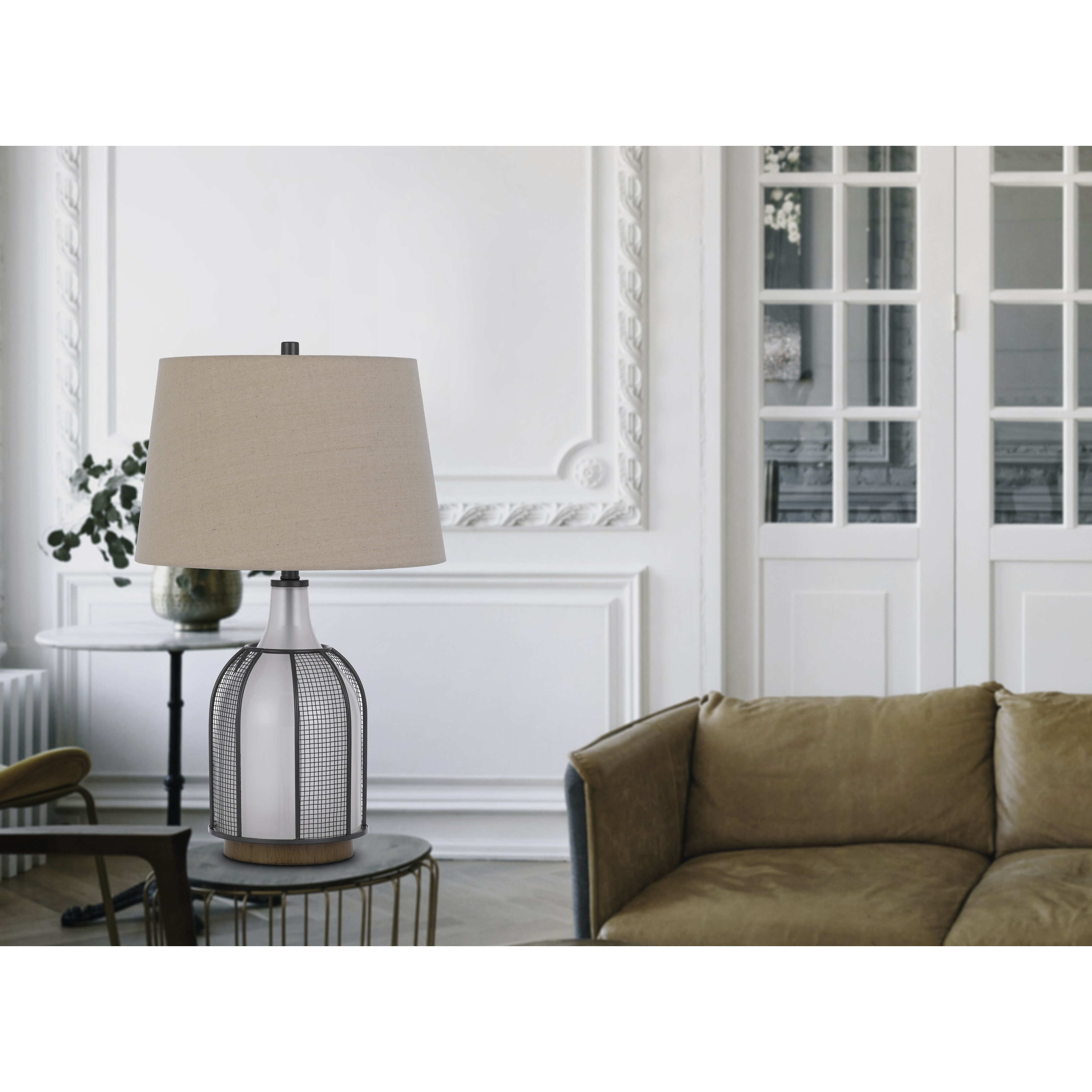 Morgan 28 inch 100.00 watt Frost and Black Table Lamp Portable Light