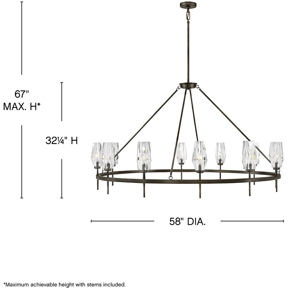Ana 12 Light 58 inch Black Oxide Chandelier Ceiling Light