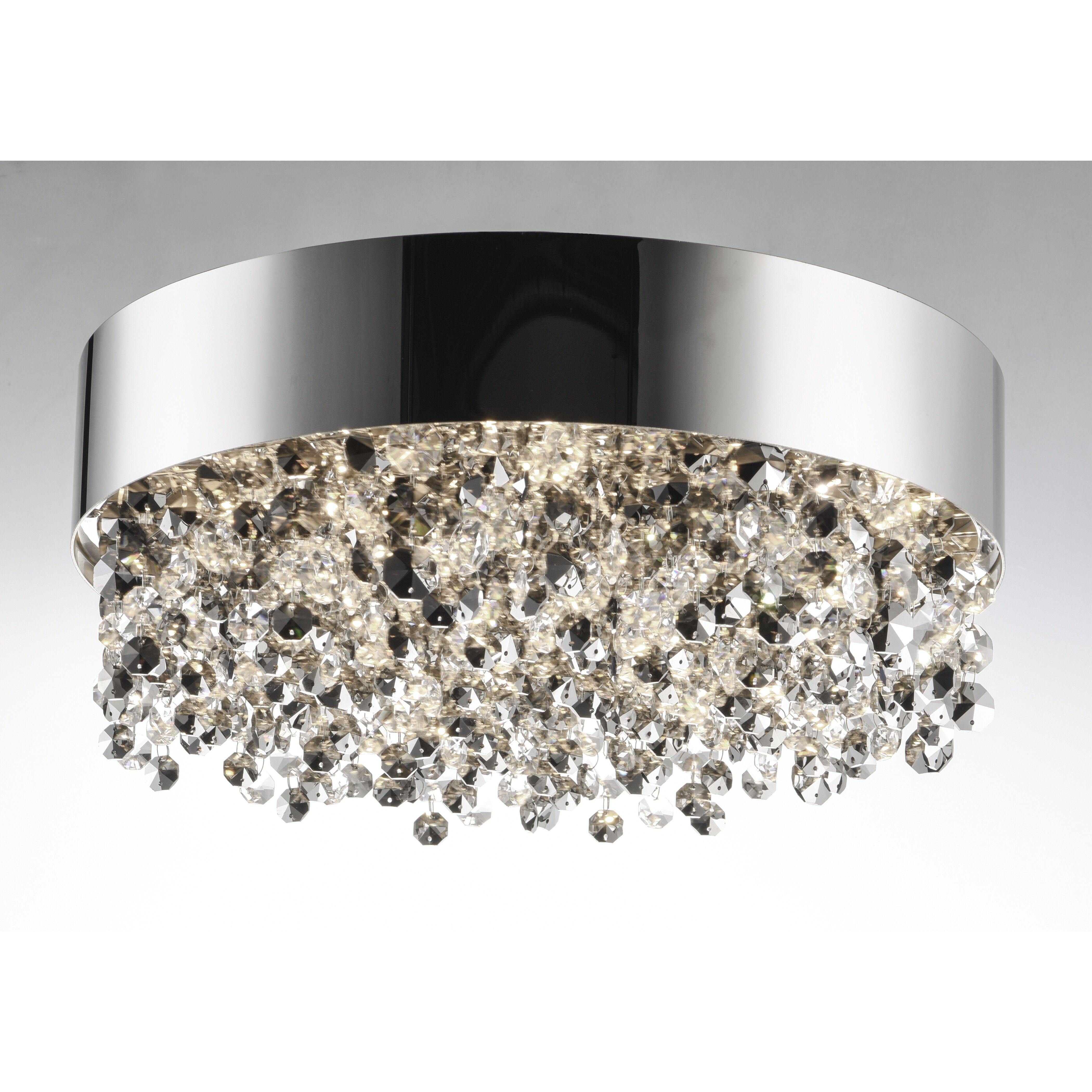 Mystic LED 16 inch Polished Chrome Flush Mount Ceiling Light in Mirror Smoke