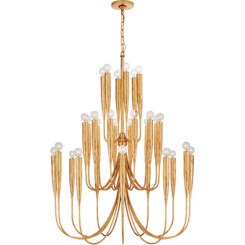 Julie Neill Acadia 30 Light 33 inch Antique Gold Leaf Chandelier Ceiling Light, Large