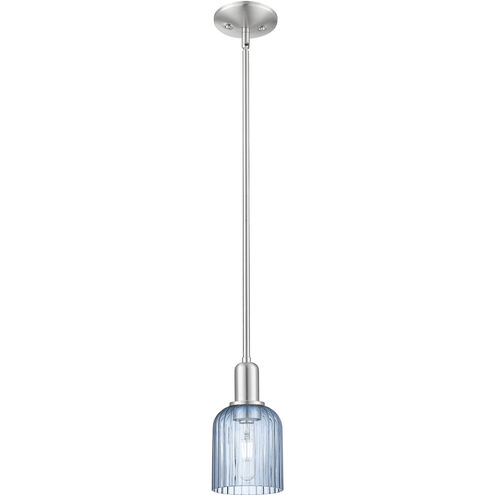 Downtown Urban Bridal Veil 1 Light 5 inch Brushed Satin Nickel Mini Pendant Ceiling Light in Blue