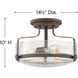 Harper LED 15 inch Oil Rubbed Bronze Indoor Semi-Flush Mount Ceiling Light in Clear Seedy