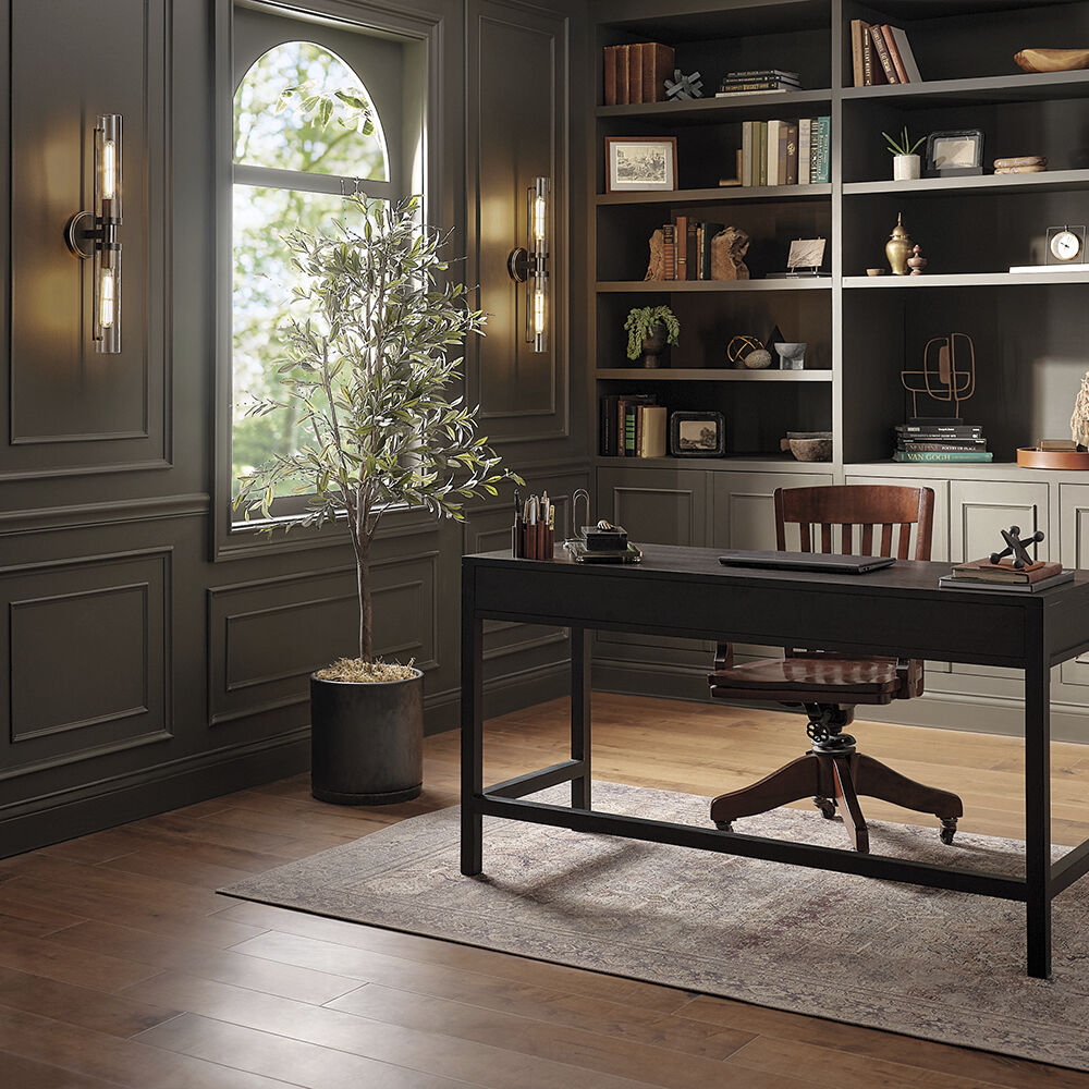 Vaughn 2 Light 25 inch Black Oxide with Heritage Brass Vanity Light Wall Light