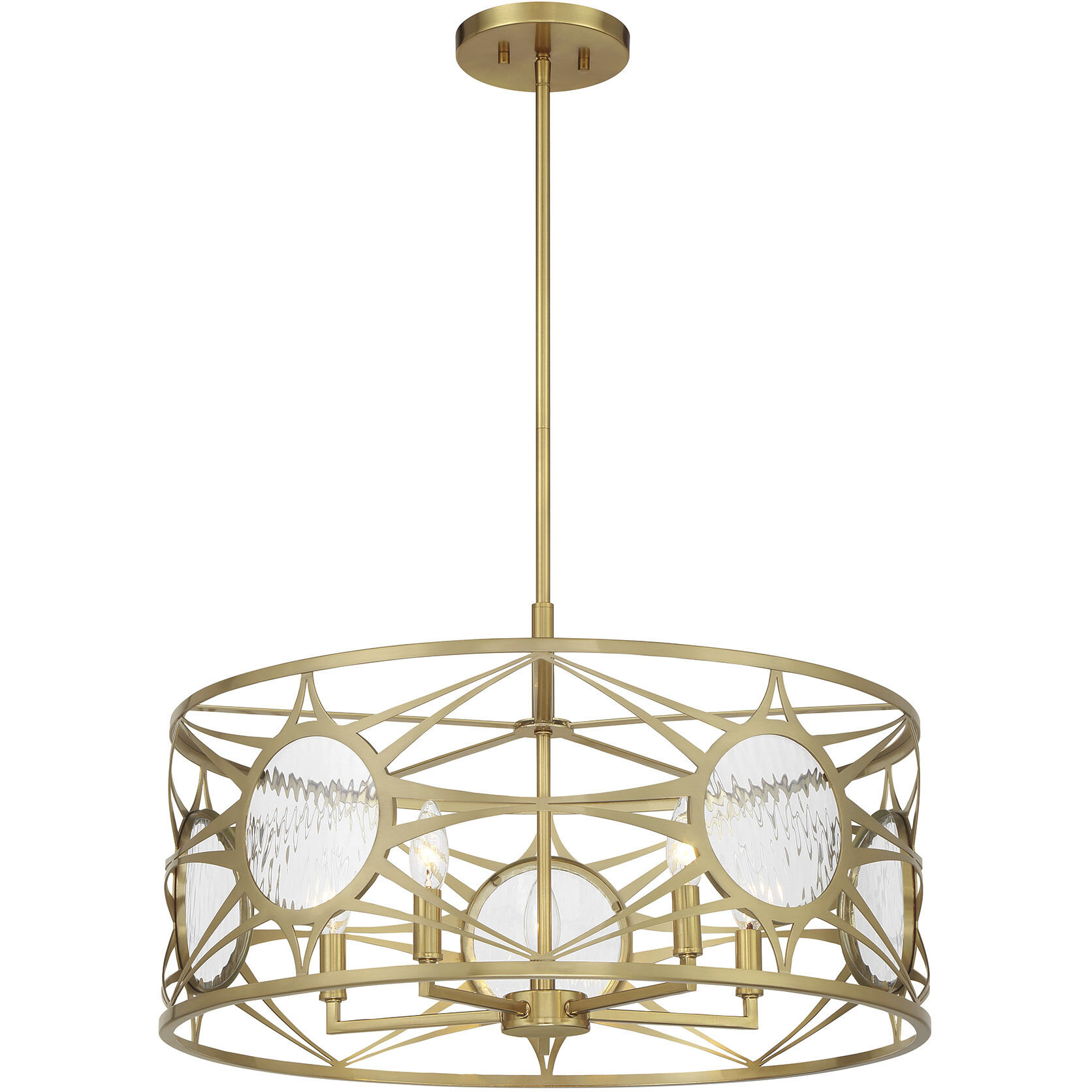 Balfour 5 Light 24 inch Warm Brass Convertible Semi-Flush or Pendant Ceiling Light