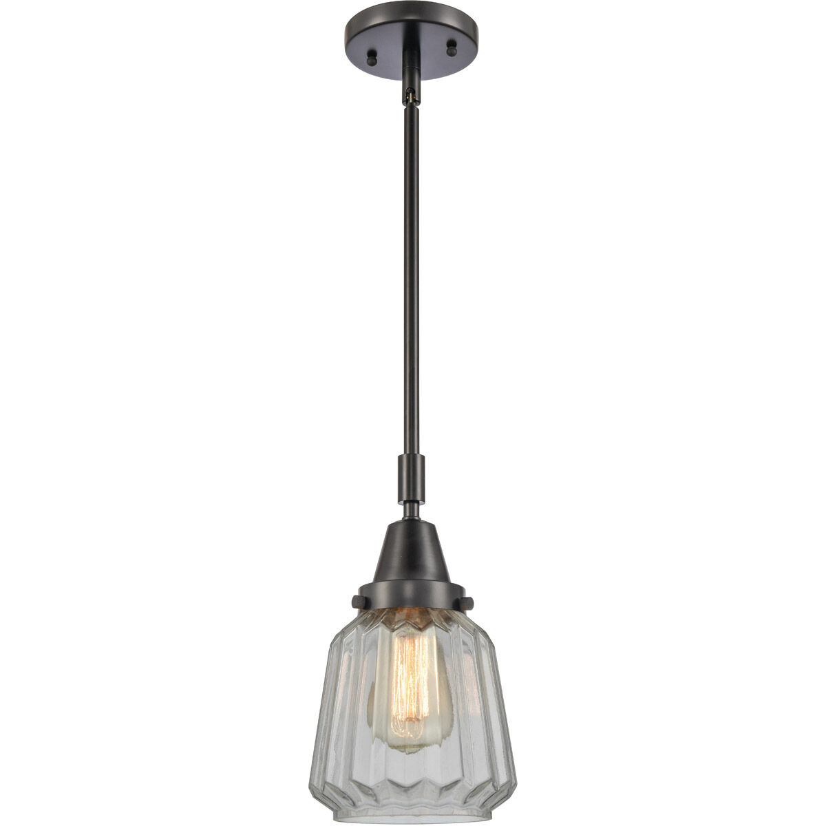 Franklin Restoration Chatham 1 Light 6 inch Matte Black Mini Pendant Ceiling Light in Clear Glass