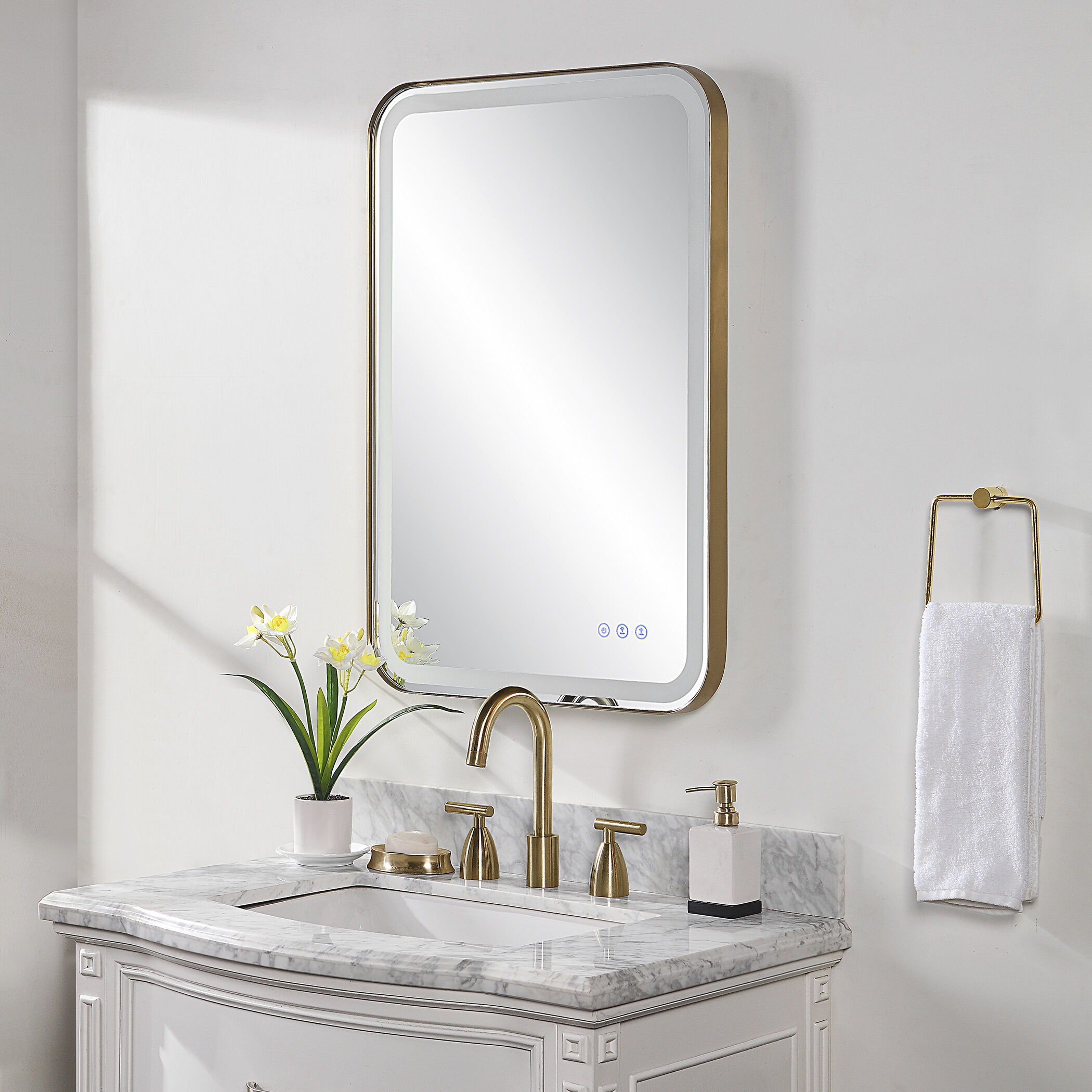 Crofton 32 X 22 inch Brushed Brass Vanity Mirror