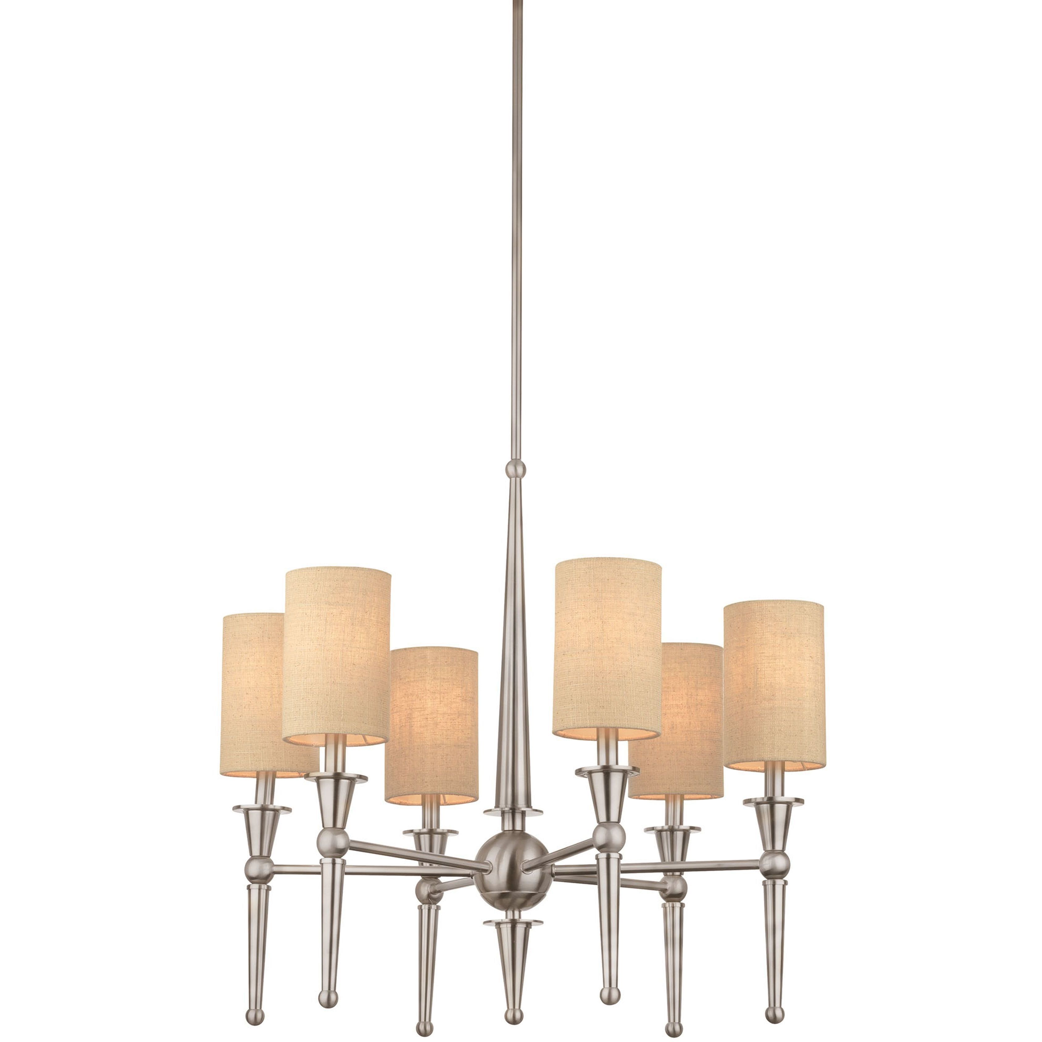 Allure 6 Light 26 inch Brushed Nickel Chandelier Ceiling Light