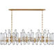 AERIN Bonnington 24 Light 55 inch Hand-Rubbed Antique Brass Linear Chandelier Ceiling Light in Crystal, Large