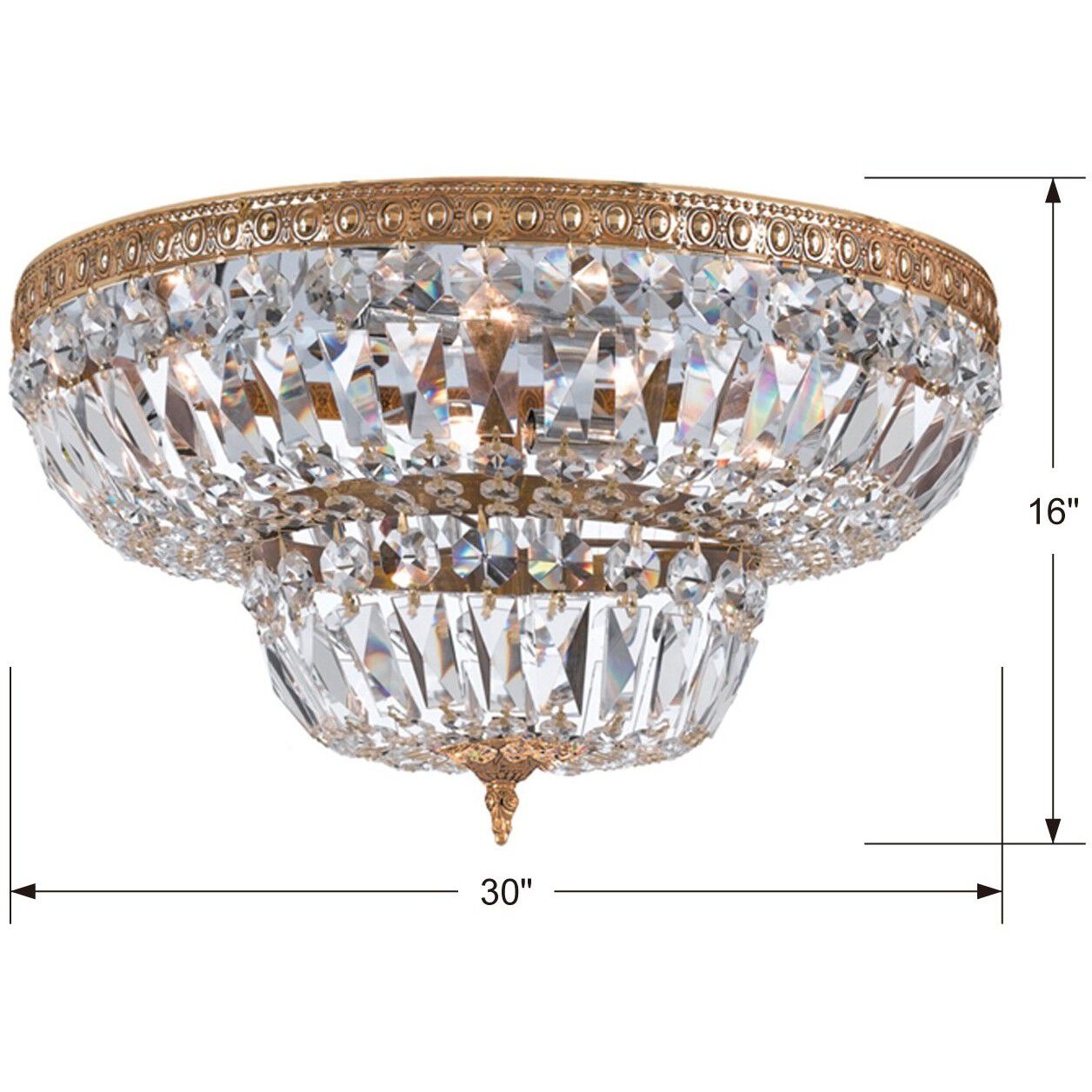 Westbury 8 Light 30 inch Olde Brass Flush Ceiling Light in Clear Hand Cut