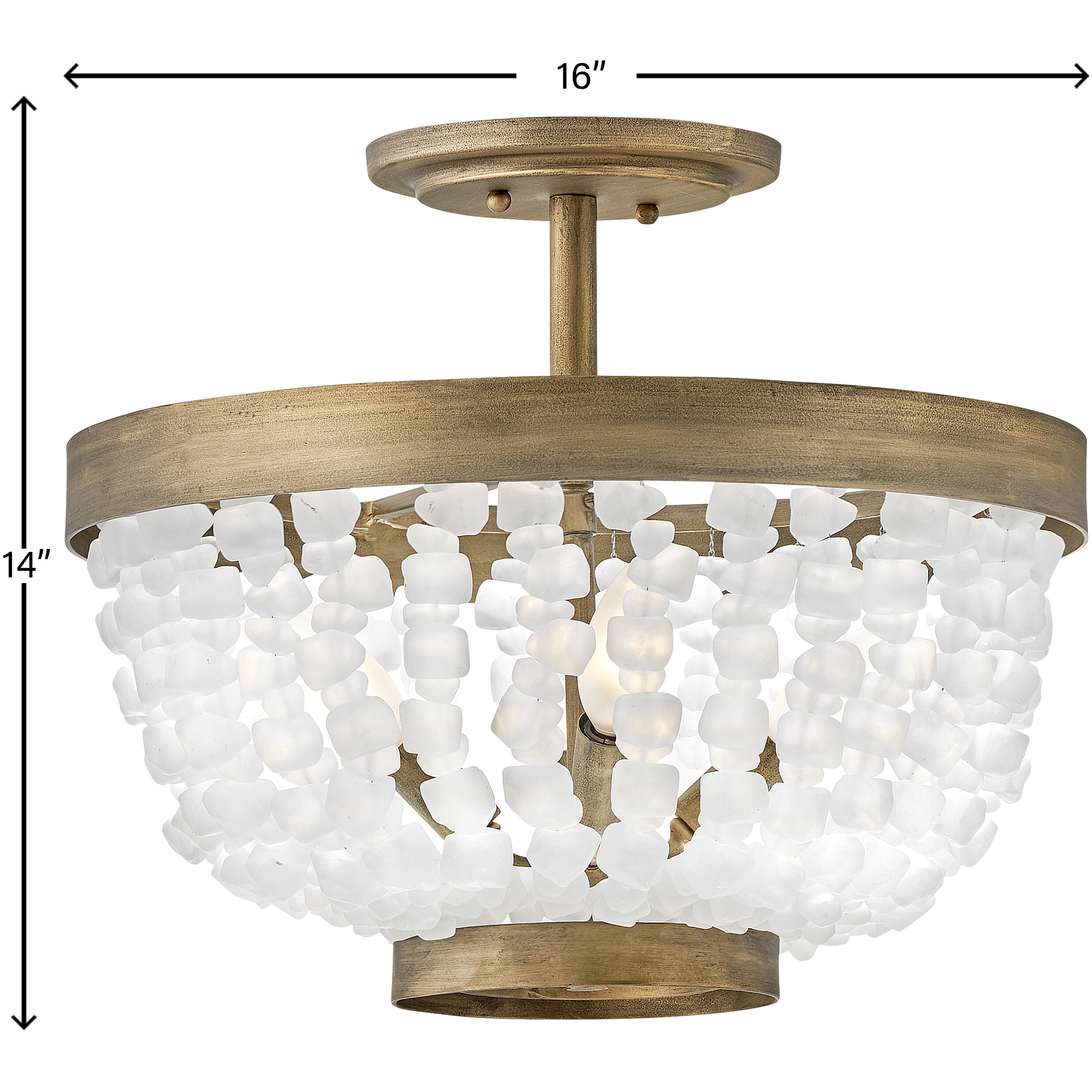 Dune LED 16 inch Burnished Gold Foyer Light Ceiling Light, Semi-Flush Mount