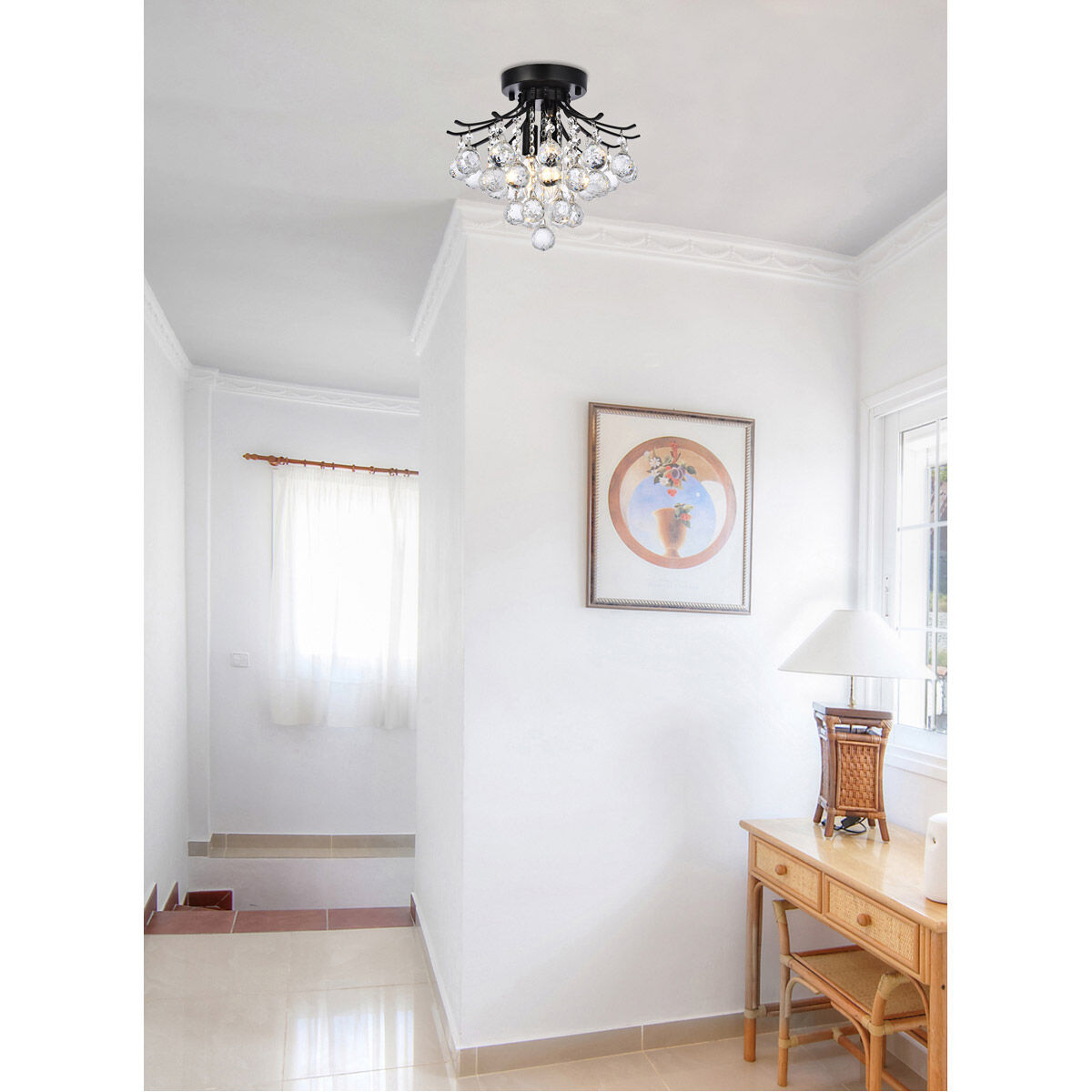 Toureg 3 Light 12 inch Black and Clear Flush Mount Ceiling Light