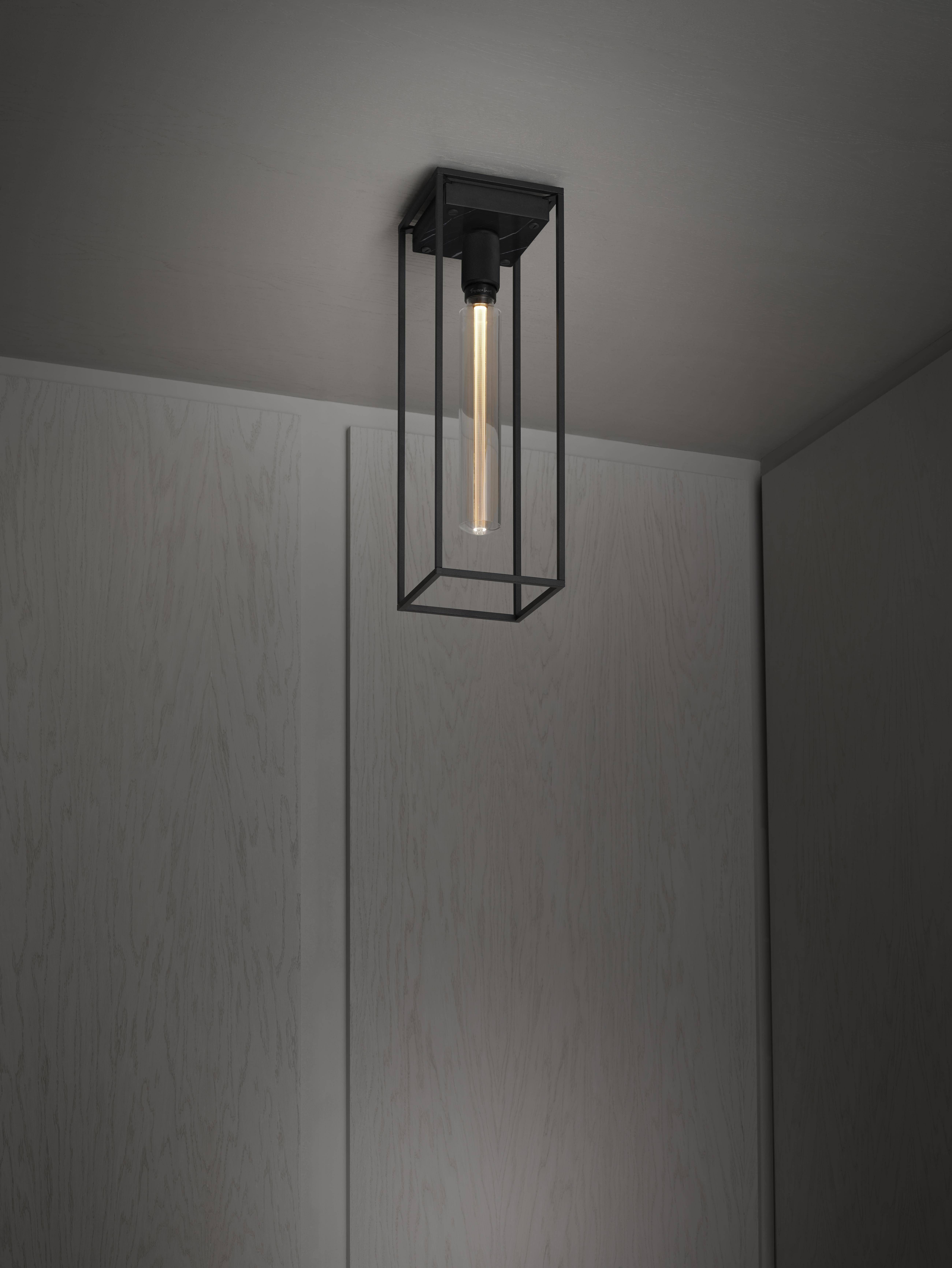 Caged 1 Light 6.69 inch Black Marble Semi-Flush Mount Ceiling Light