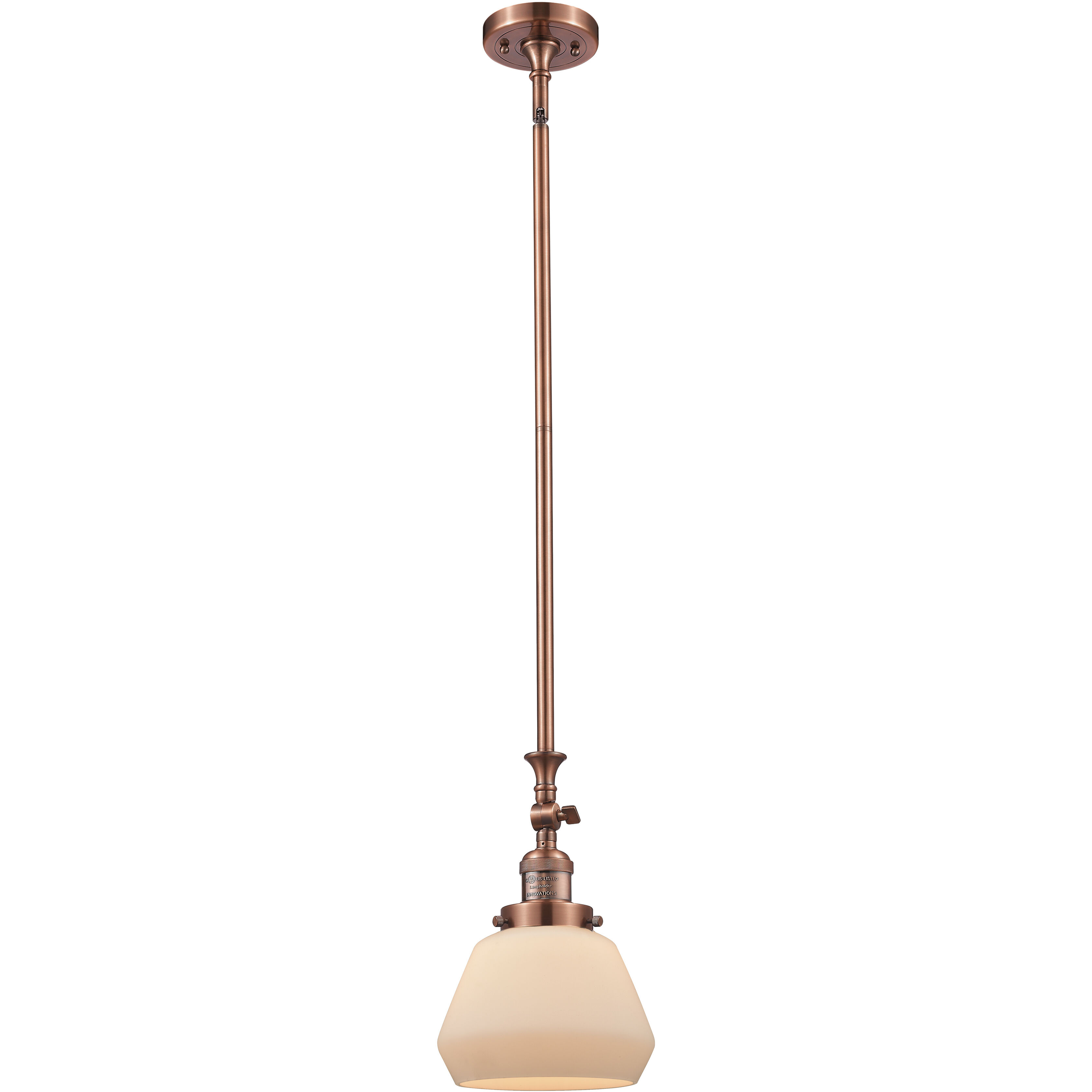 Franklin Restoration Fulton LED 7 inch Antique Copper Mini Pendant Ceiling Light in Matte White, Franklin Restoration