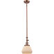 Franklin Restoration Fulton LED 7 inch Antique Copper Mini Pendant Ceiling Light in Matte White, Franklin Restoration