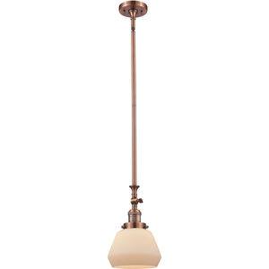 Franklin Restoration Fulton LED 7 inch Antique Copper Mini Pendant Ceiling Light in Matte White, Franklin Restoration