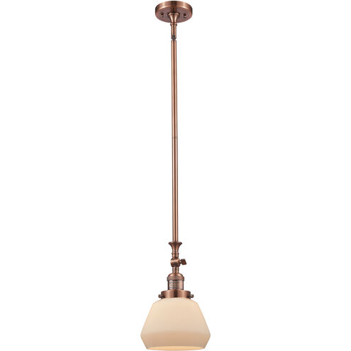 Franklin Restoration Fulton LED 7 inch Antique Copper Mini Pendant Ceiling Light in Matte White, Franklin Restoration