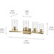 Crosby 4 Light 31.25 inch Natural Brass Bath Light Wall Light