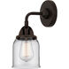 Nouveau 2 Small Bell 1 Light 5 inch Oil Rubbed Bronze Sconce Wall Light in Clear Glass