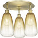 Ballston Brookhaven Almond 3 Light 18 inch Brushed Brass Flush Mount Ceiling Light in Amber Glass