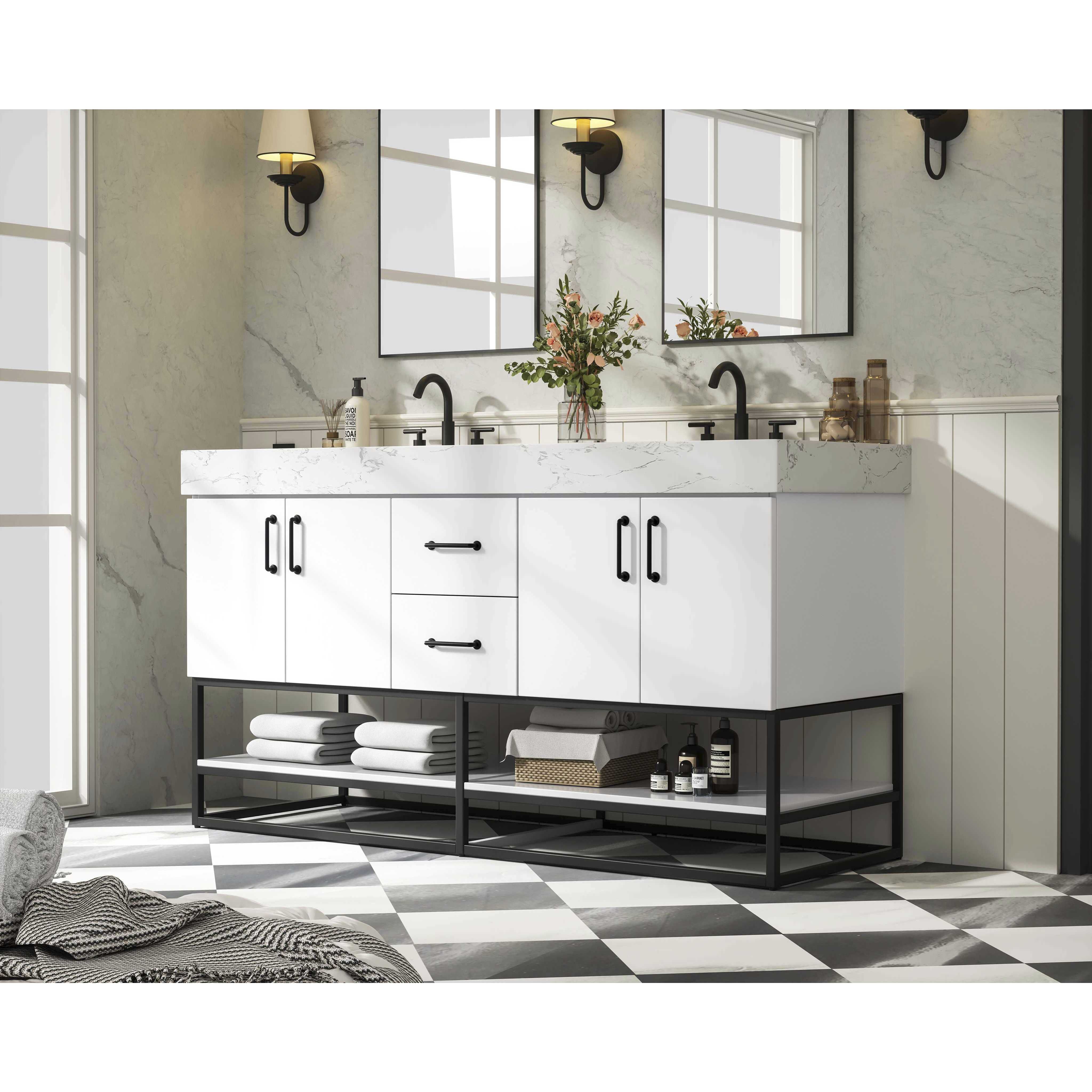 Caroline 60 X 34 inch White Bathroom Vanity Cabinet