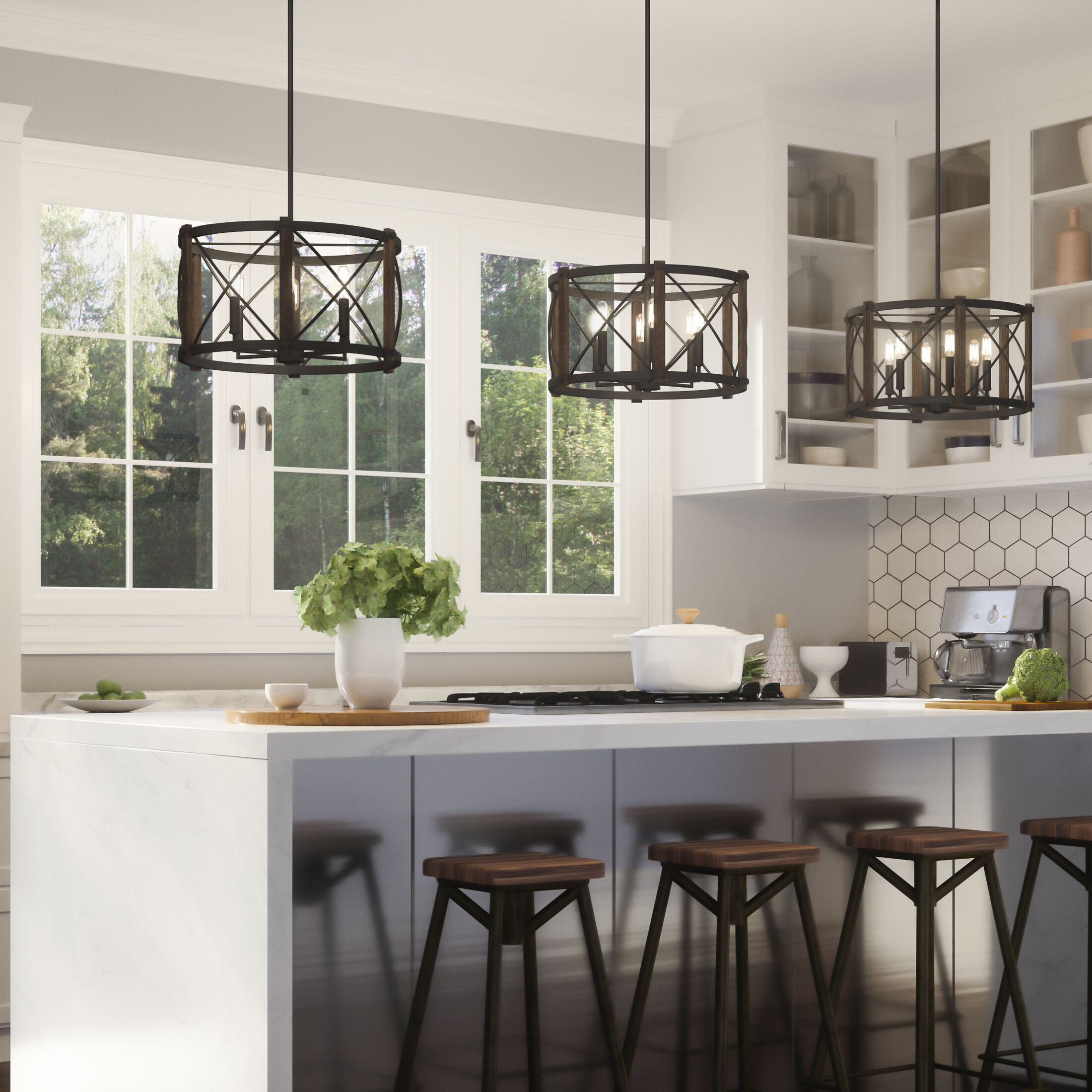 Baron 6 Light 20 inch Marcado Black Pendant Ceiling Light