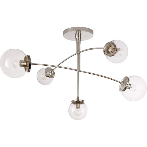 kate spade new york Prescott 5 Light 40 inch Polished Nickel Mobile Chandelier Ceiling Light in Clear Glass, Medium
