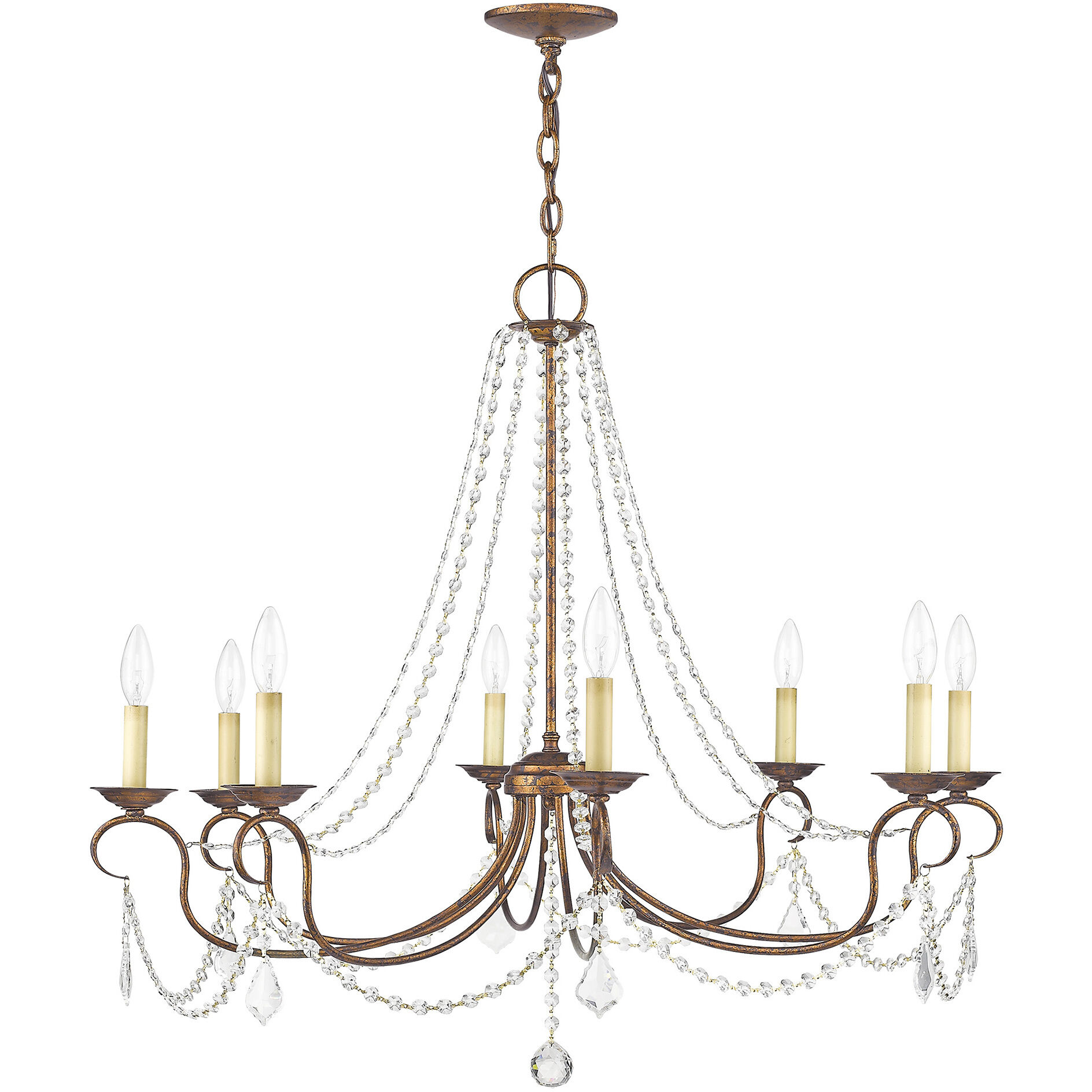 Pennington 8 Light 34 inch Hand Applied Venetian Golden Bronze Chandelier Ceiling Light