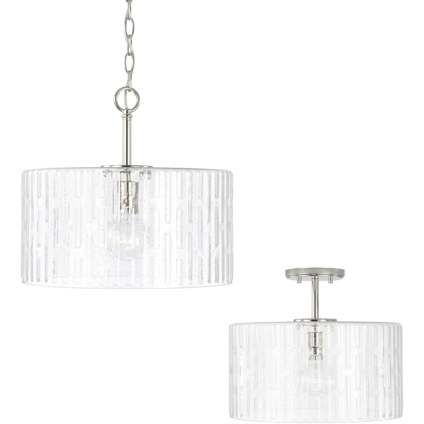 Emerson 1 Light 15 inch Polished Nickel Semi-Flush Mount Ceiling Light, Convertible Dual Mount