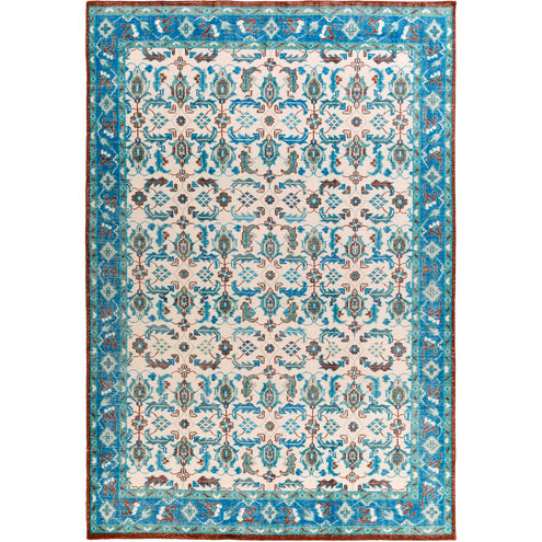 Zahra 66 X 42 inch Ivory, Bright Blue, Dark Red, Emerald, Seafoam Rug