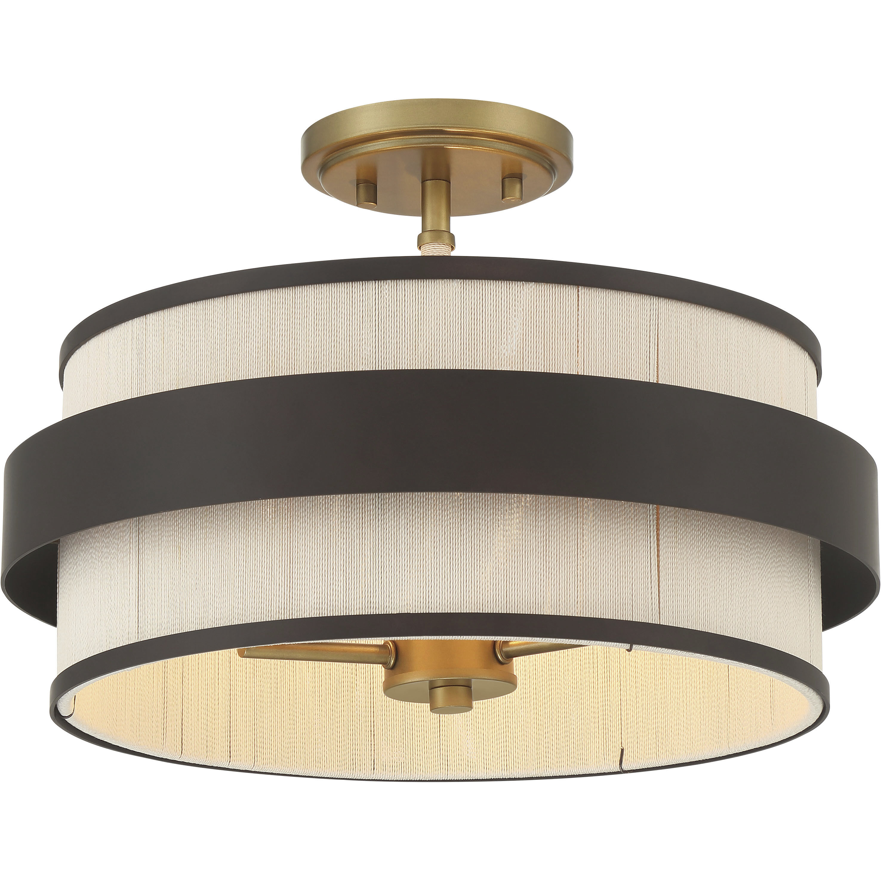 Harbor Wrap 3 Light 16 inch Legacy Brass and Dark Bronze Semi Flush Ceiling Light