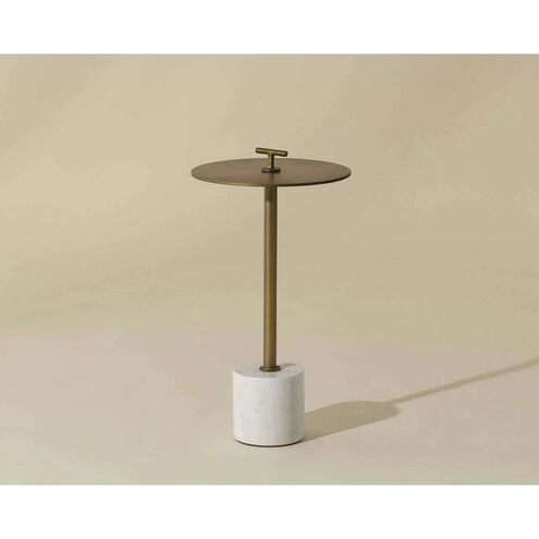 Sia 23.5 X 13 inch Brass / White End Table